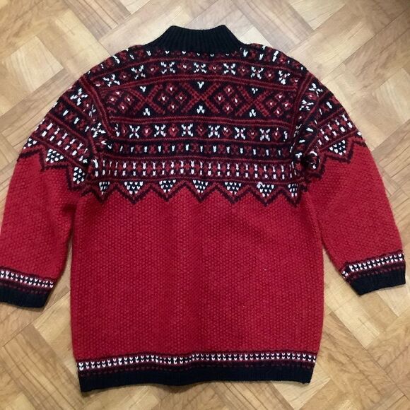 Vintage 1980s 1990s chunky warm ski snowflake 1/4 zip sweater M - Picture 4 of 5